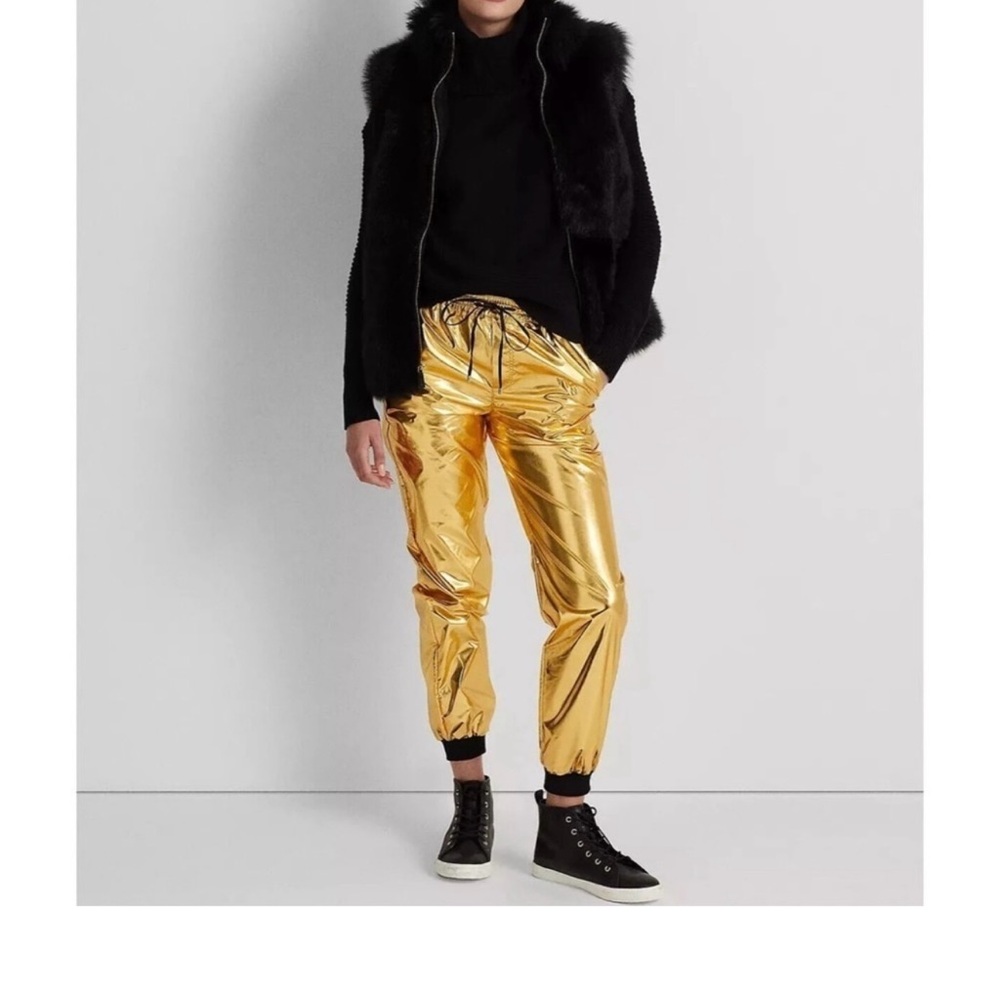 LAUREN RALPH LAUREN Women's Jogger track Pants  Metallic Taffeta size 4